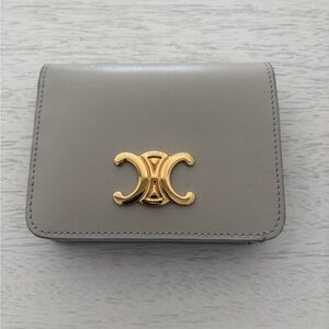 Celine Triomphe Small Flap Wallet in shiny calfskin